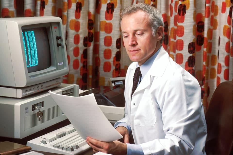 Doctor at the computer.
